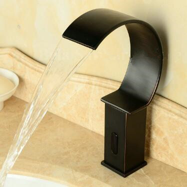 Automatic Tap Antique Black Bronze Brass Waterfall Bathroom Sink Tap TB0295 - Click Image to Close