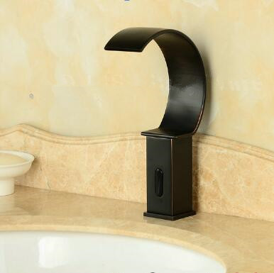 Automatic Tap Antique Black Bronze Brass Waterfall Bathroom Sink Tap TB0295 - Click Image to Close