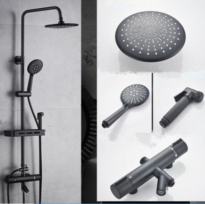 Thermostatic Matt Black Bahtroom Brass Mixer Rainfall Shower Tap Thermostatic Brass Matt Black Bahtroom Mixer Rainfall Shower Tap TB0468F