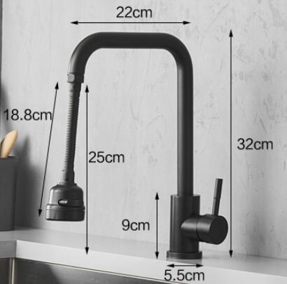 Antique Kitchen Tap Black Stainless Steel Rust Protection Rotatable Mixer Ktihen Sink Tap TB108S - Click Image to Close