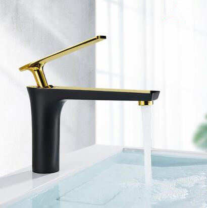 Antique Basin Tap Black & Golden Brass Rotatable Mixer Bathroom Sink Tap TB299G - Click Image to Close