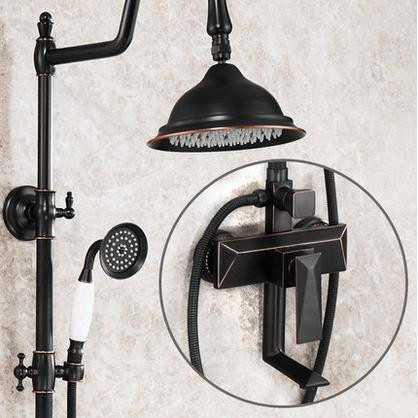 Antique Black Bronze Brass High Quality Square Control Bathroom Shower Set TBS1798 - Click Image to Close