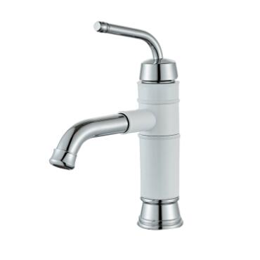 Chrome Brass with White Printed Rotatable Spout Mixer Bathroom Sink Taps TC0142W - Click Image to Close
