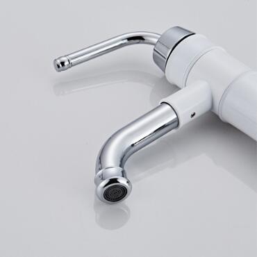 Chrome Brass with White Printed Rotatable Spout Mixer Bathroom Sink Taps TC0142W - Click Image to Close