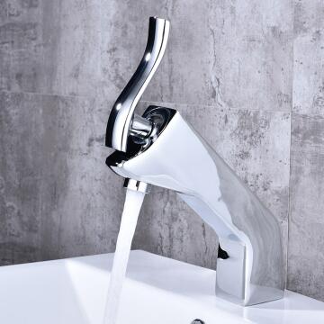 Brass Chrome Finished Art Designed Basin Tap Mixer Bathroom Sink Tap TC0198 - Click Image to Close