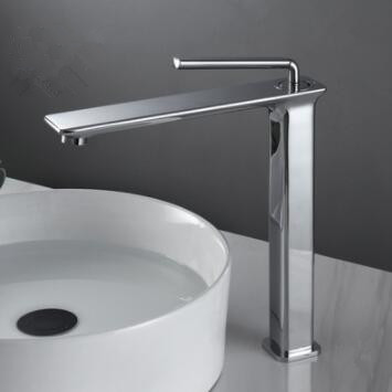 Bright Chrome Finished Basin Tap Tall Mixer Bathroom Sink Tap TC0318 - Click Image to Close
