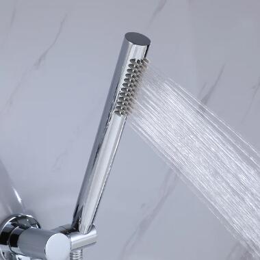 Polished Chrome Modern Wall-Mount Swivel Bath Mixer Tap with Hand shower TC0551 - Click Image to Close