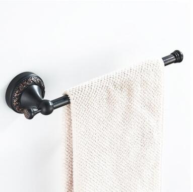 Antique Black Bronze Brass Short Simple Bathroom Accessory Single Towel Bar TCB037 - Click Image to Close