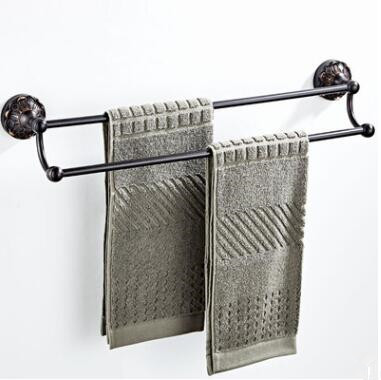 Antique Black Bronze Carving Bathroom Accessory Double Towel Bar TCB072 - Click Image to Close