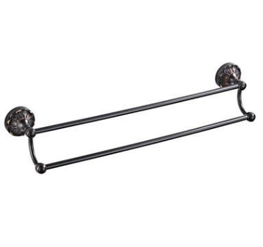 Antique Black Bronze Carving Bathroom Accessory Double Towel Bar TCB072 - Click Image to Close