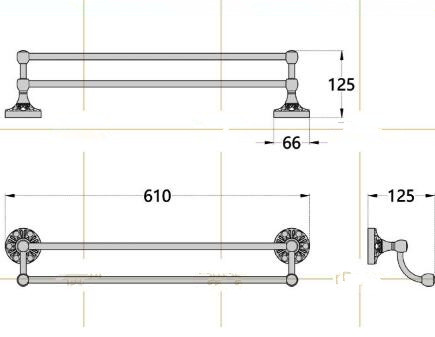 Antique Black Bronze Carving Bathroom Accessory Double Towel Bar TCB072 - Click Image to Close