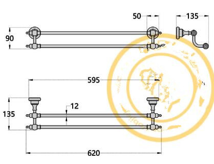 Antique Black Bronze Bathroom Accessory Double Towel Bar TCB0890 - Click Image to Close