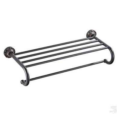 Antique Black Bronze Carving Bathroom Accessory Towel Bar with Shelf TCB120