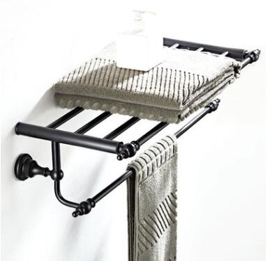 Antique Black Bronze Bathroom Accessory Towel Bar with Shelf TCB1690