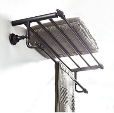 Antique Black Bronze Bathroom Accessory Towel Bar with Shelf TCB1690