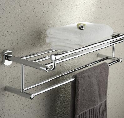 Chrome Finish Bathroom Rack With Towel Bar TCB2004 - Click Image to Close