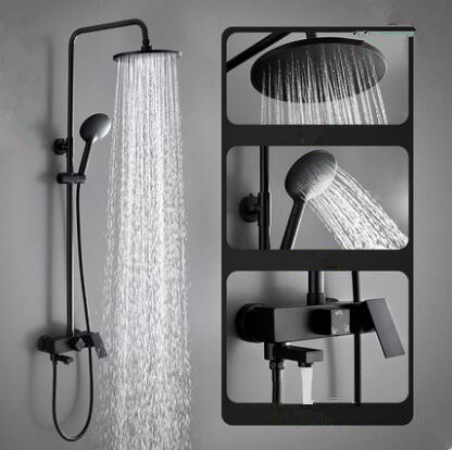 Antique Black Brass & ABS Round Head Bathroom Rainall Shower Tap TF0188B - Click Image to Close