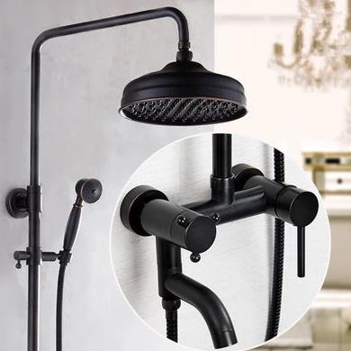 Antique Shower Tap Black Bronze Brass Bathroom Shower Set TFB560 - Click Image to Close