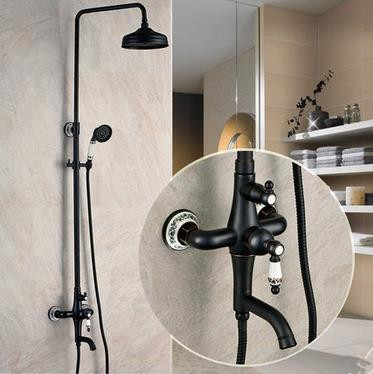 Design Antique Black Bronze Copper mixed shower TFB655 - Click Image to Close