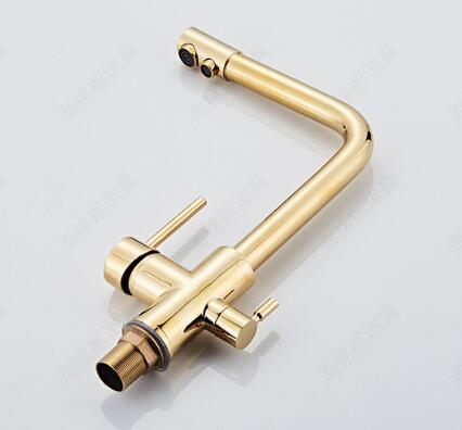 Antique Brass Golden Three Way Drinking Water Kitchen Sink Tap TG0172 - Click Image to Close