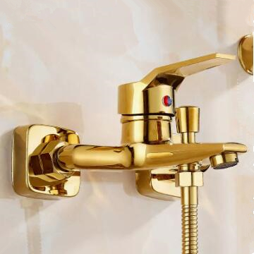 Antique Brass Golden Printed Outlet Water Tub Tap with Hand Shower TG0188 - Click Image to Close