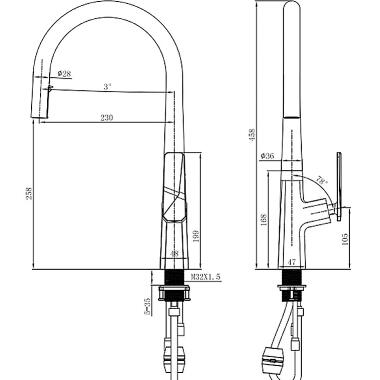 Antique Gun-Grey Brass Retractable Head Spray Pull Out Kitchen Tap TG0218P - Click Image to Close