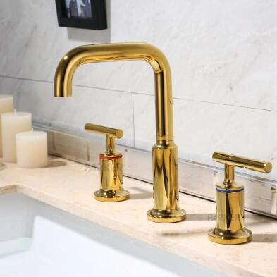 Antique Brass Golden Printed Three-pieces Bathroom Sink Taps Bathtub Taps TG0348 - Click Image to Close