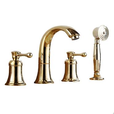 Antique Brass Golden Printed Four-pieces with Hand Shower Bathroom Sink Taps Bathtub Taps TG0393