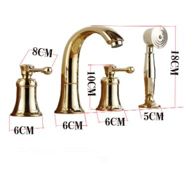 Antique Brass Golden Printed Four-pieces with Hand Shower Bathroom Sink Taps Bathtub Taps TG0393