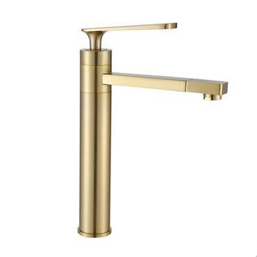 Antique Nickel Brushed Golden Brass 360° Rotatable Spout High Bathroom Sink Tap TG248NH - Click Image to Close