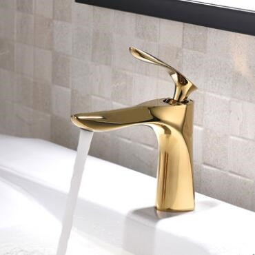 Antique Brass Golden Printed Mixer Bathroom Sink Tap Antique Basin Tap TG3098 - Click Image to Close