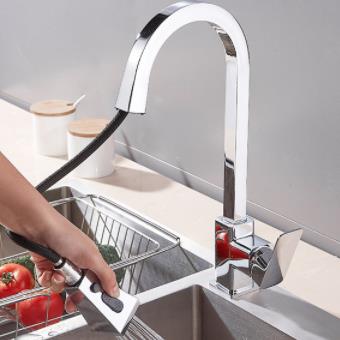 Brass Bright Chrome Finished Pull Out Mixer Kitchen Taps TP660C - Click Image to Close