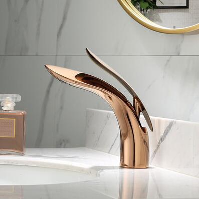 Basin Tap Rose Gold Art Designed Mixer Antique Bathroom Sink Tap TR0140 - Click Image to Close