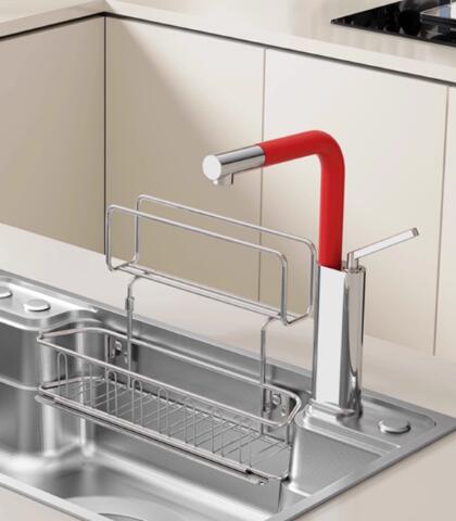 Red Full Copper 360°Swivel Single Handle Pull Out Kitchen Tap TR0999