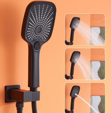 Antique Black Brass Concealed Installation Ceiling Type Rainfall Shower Head Bathroom Shower Set - Click Image to Close
