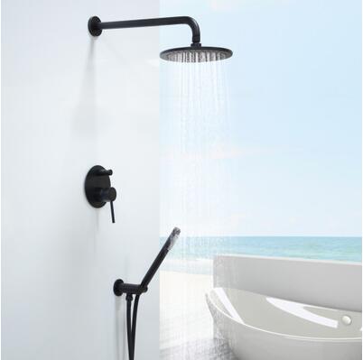 Antique Black Bronze Brass Concealed Installation Rainfall Bathroom Shower Set TS0615C - Click Image to Close