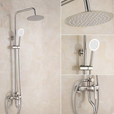 Stainless Steel Nickel Brushed Wall Mounted Shower Tap Set TS519S - Click Image to Close