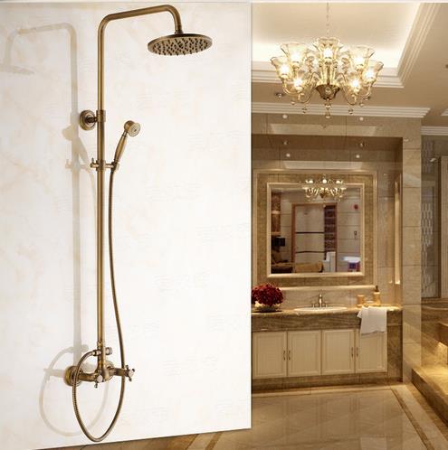 Antique Wall Mount Tub Shower Tap with 8 inch Shower Head + Hand Shower TSA002 - Click Image to Close
