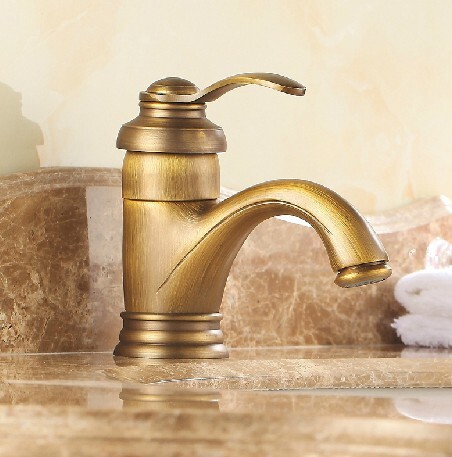 Antique Inspired Brass Bathroom Sink Tap - Polished Brass Finish T0405A - Click Image to Close