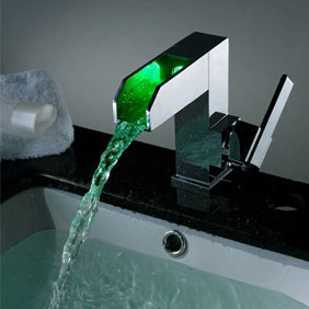 Contemporary Color Changing LED Waterfall Bathroom Sink Tap - T8005F