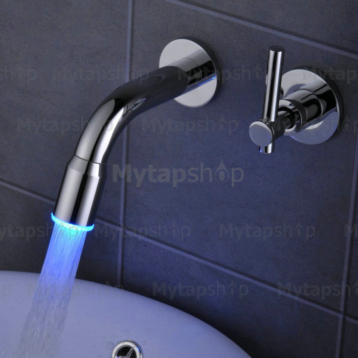 Contemporary Color Changing LED Waterfall Widespread Bathroom Sink Tap T0460F - Click Image to Close