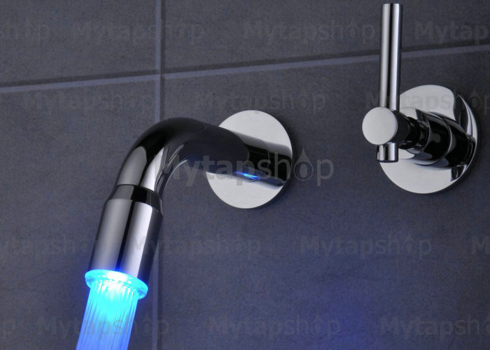 Contemporary Color Changing LED Waterfall Widespread Bathroom Sink Tap T0460F - Click Image to Close