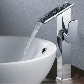 Contemporary Brass Bathroom Sink Tap Chrome Finish T6003