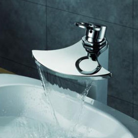 Contemporary Brass Bathroom Sink Tap - Chrome Finish (Tall) T8016H - Click Image to Close