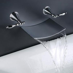 Contemporary Waterfall Bathroom Sink Tap (Wall Mount) T7012A - Click Image to Close