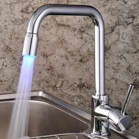 LED Centerset Contemporary Chrome Kitchen Tap T1890F - Click Image to Close