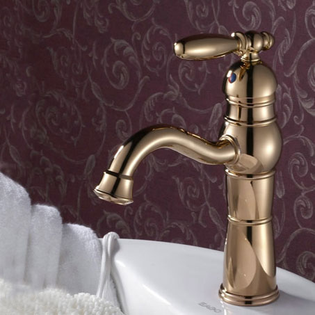 Classic Ti-PVD Finish Solid Brass Bathroom Sink Tap T0419HG - Click Image to Close