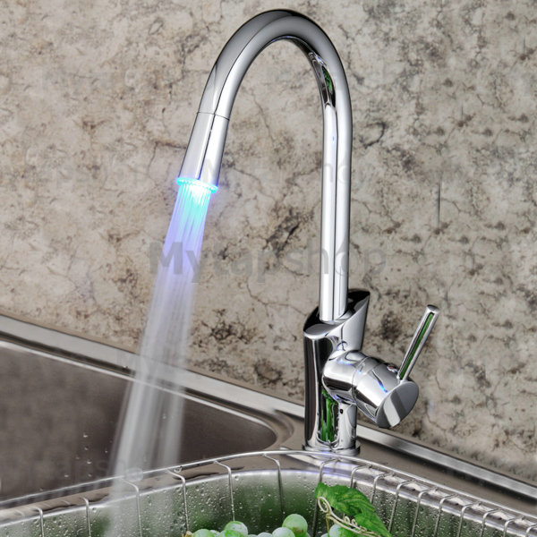 Contemporary Water Power LED Kitchen Sink Tap - T1771F - Click Image to Close