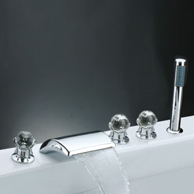 Waterfall Tub Tap with Hand Shower (Chrome Finish) T7014 - Click Image to Close