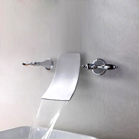 Waterfall Widespread Contemporary Bathtub Tap (Chrome Finish) T7009 - Click Image to Close